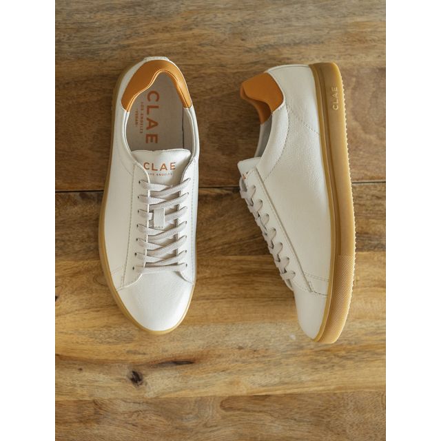 CLAE BRADLEY VEGAN Shoes Womens USA056-Q21 In White Tangerine Light Gum